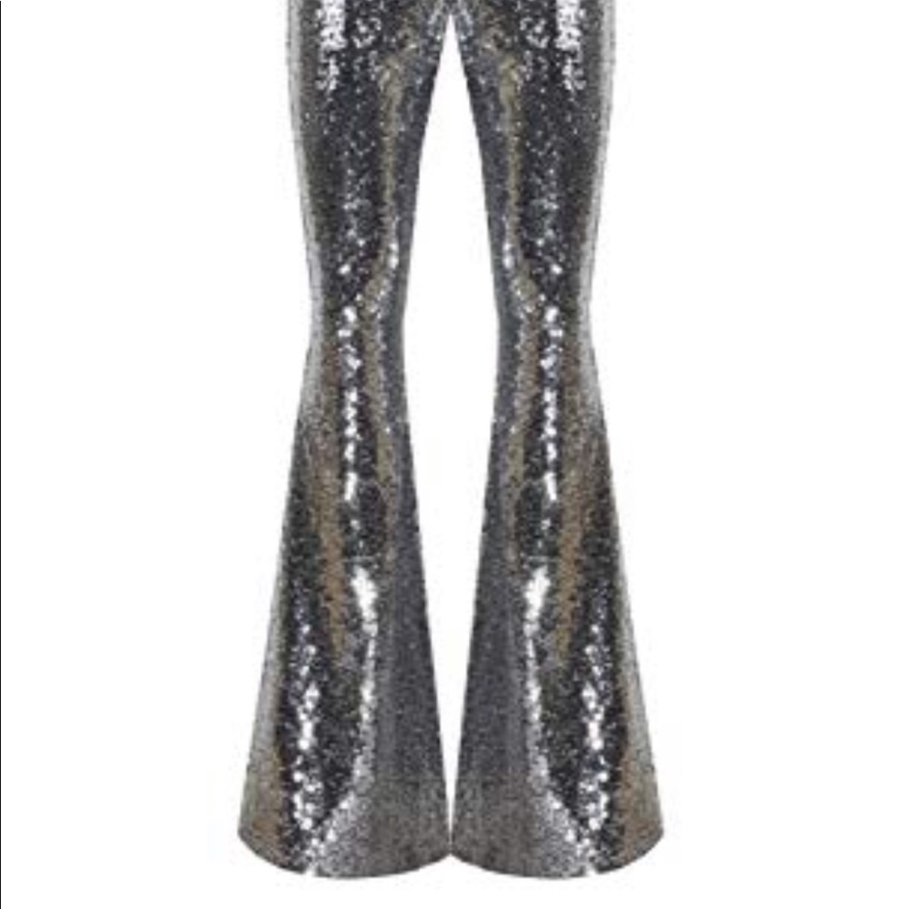 Limited supply dead stock and Luxury glam silver sequin glitter bell bottoms - Picture 1 of 3